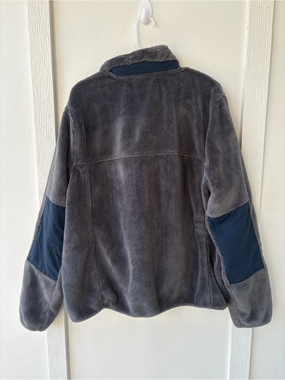 L.L.Bean Mountain Pile Fleece Snap Pullover Gray Navy Men’s Large Regular